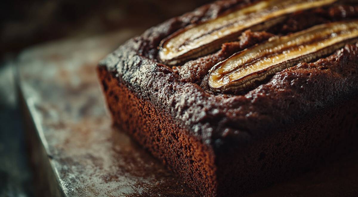 Freshly baked banana bread without baking soda on a cooling rack