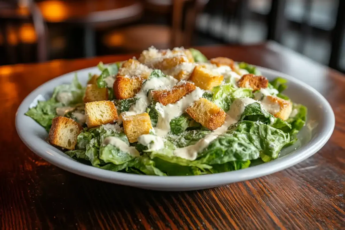 What Is the Most Popular Salad? A fresh Caesar salad with romaine lettuce, croutons, and Parmesan cheese