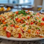 Bowtie Pasta Salads with colorful vegetables.