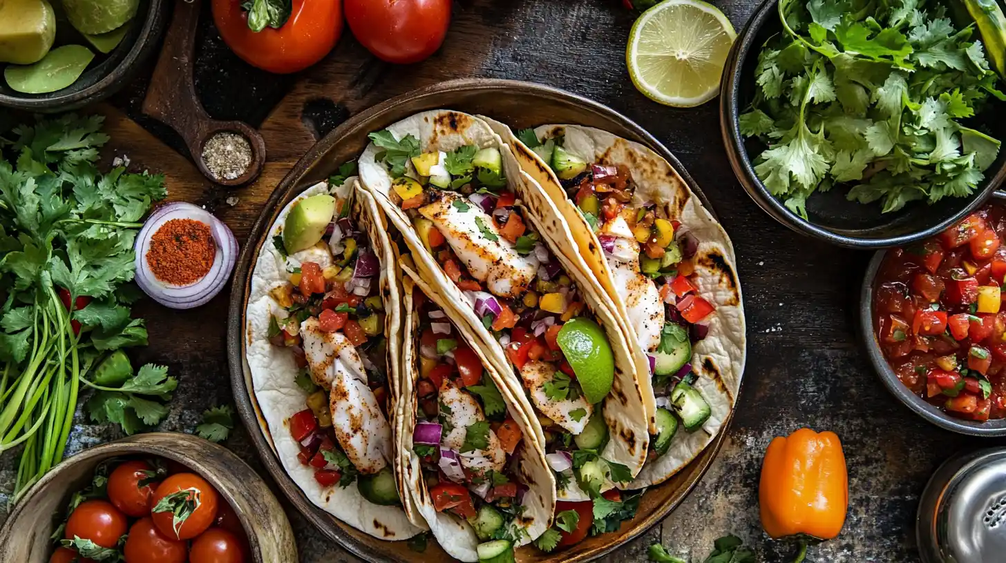 Halibut taco recipe with fresh toppings