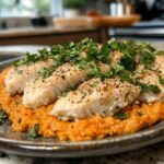 Homemade Gefilte Fish Recipe served with fresh herbs and beet horseradish.