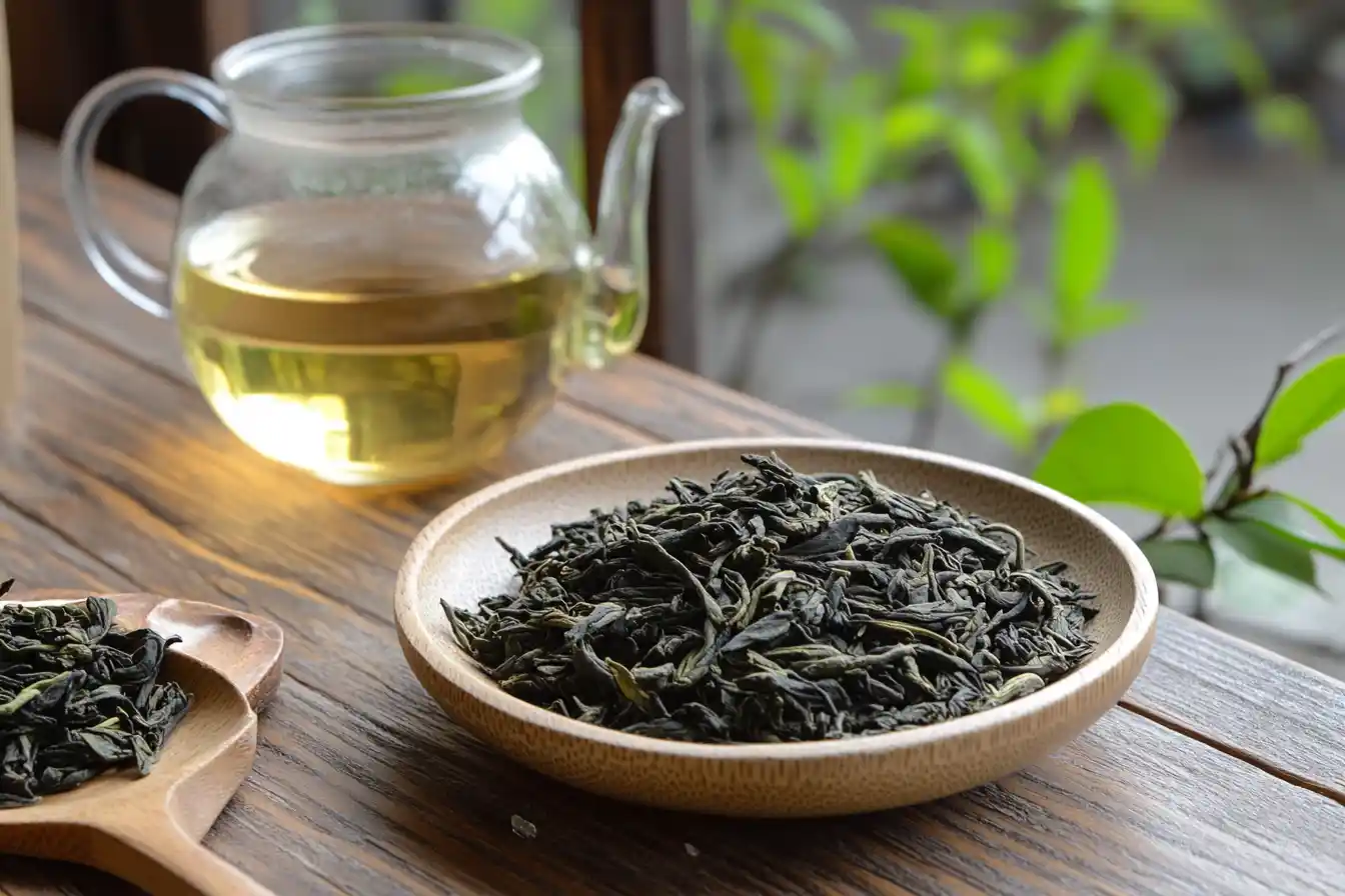 Loose-leaf tea and boiling water for tea concentrate.