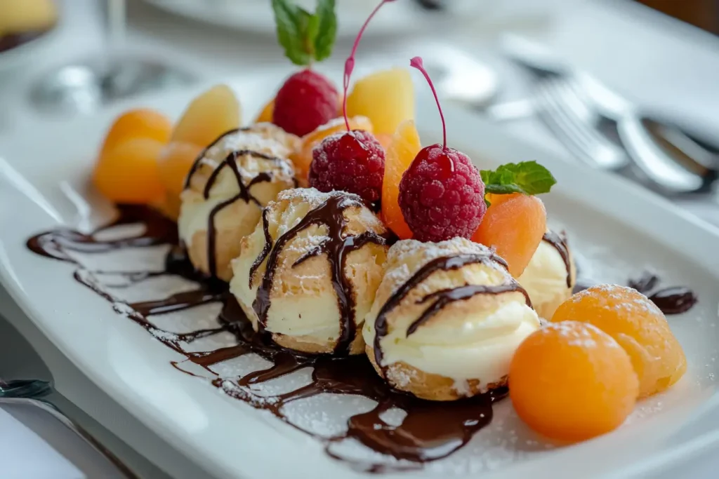 Elegant Dessert Platter Featuring Frozen Cream Puffs - Economical Recipes