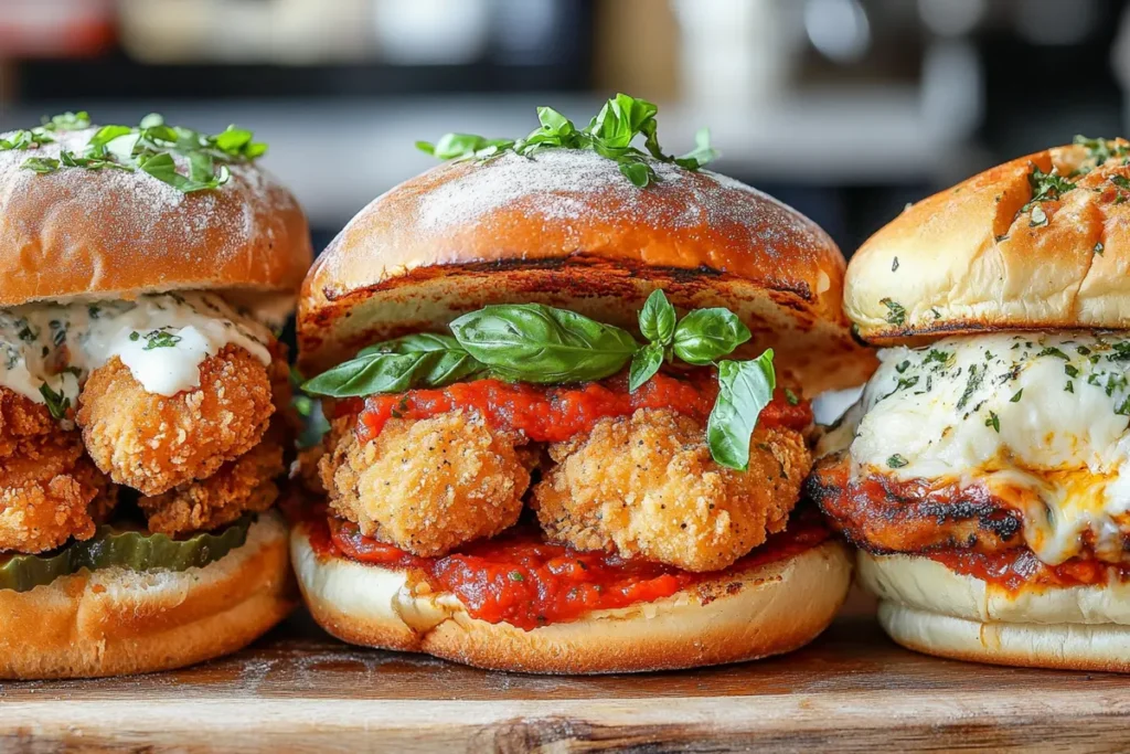 Regional variations of the chicken parm sandwich