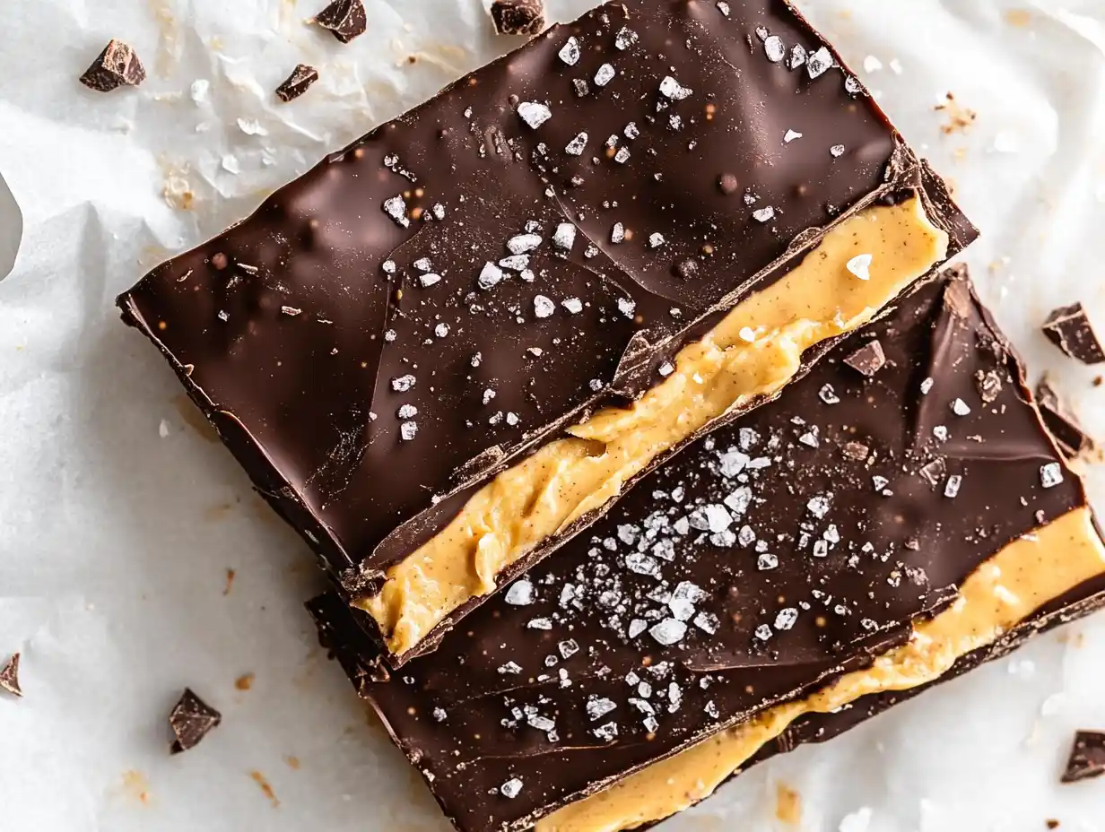 Frozen banana bark topped with chocolate and sea salt