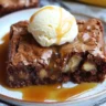 Banana bread brownies served with ice cream