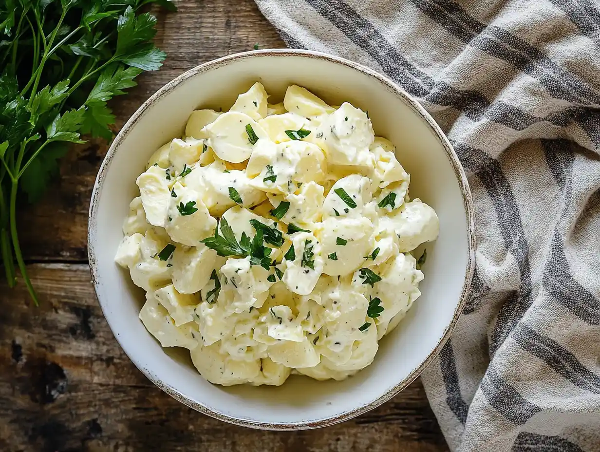 Chicken egg salad in a rustic bowl