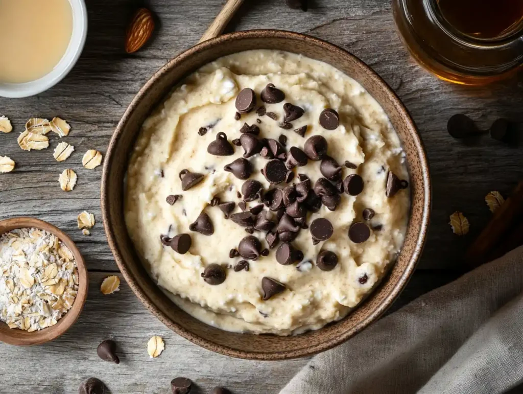 Creamy cottage cheese cookie dough with chocolate chips