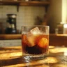 Cold brew espresso served in a glass with ice