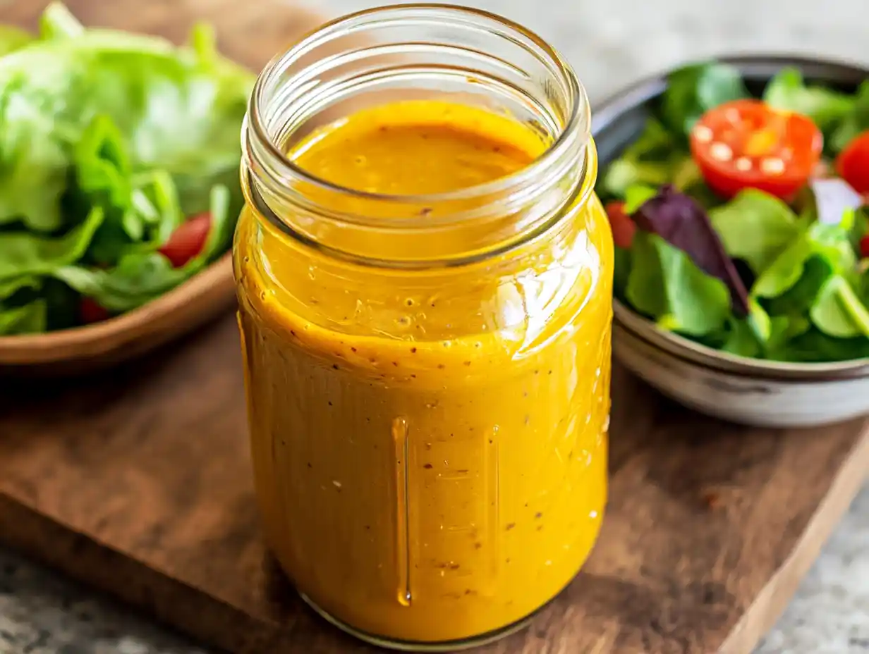 Jar of freshly made sandwich dressing