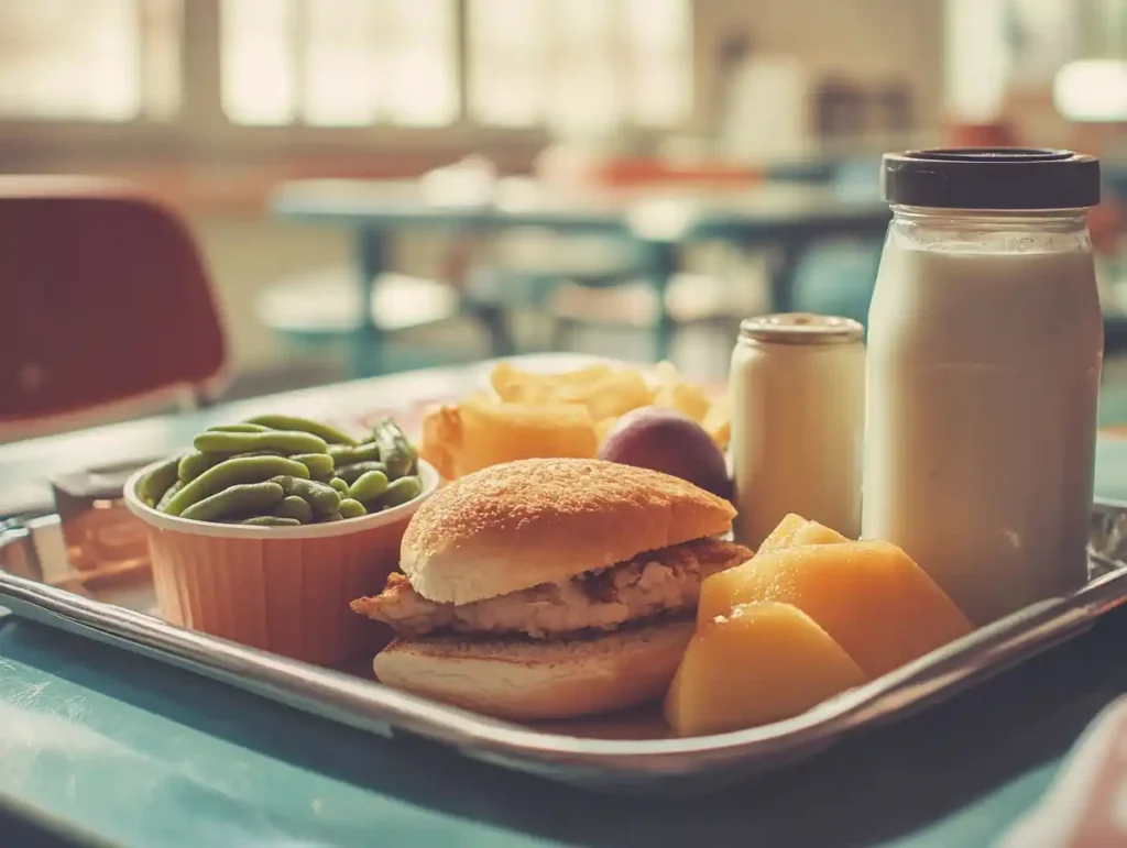 	School lunch tray with sandwich and sides