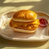 Crispy school chicken sandwich with bun and cheese