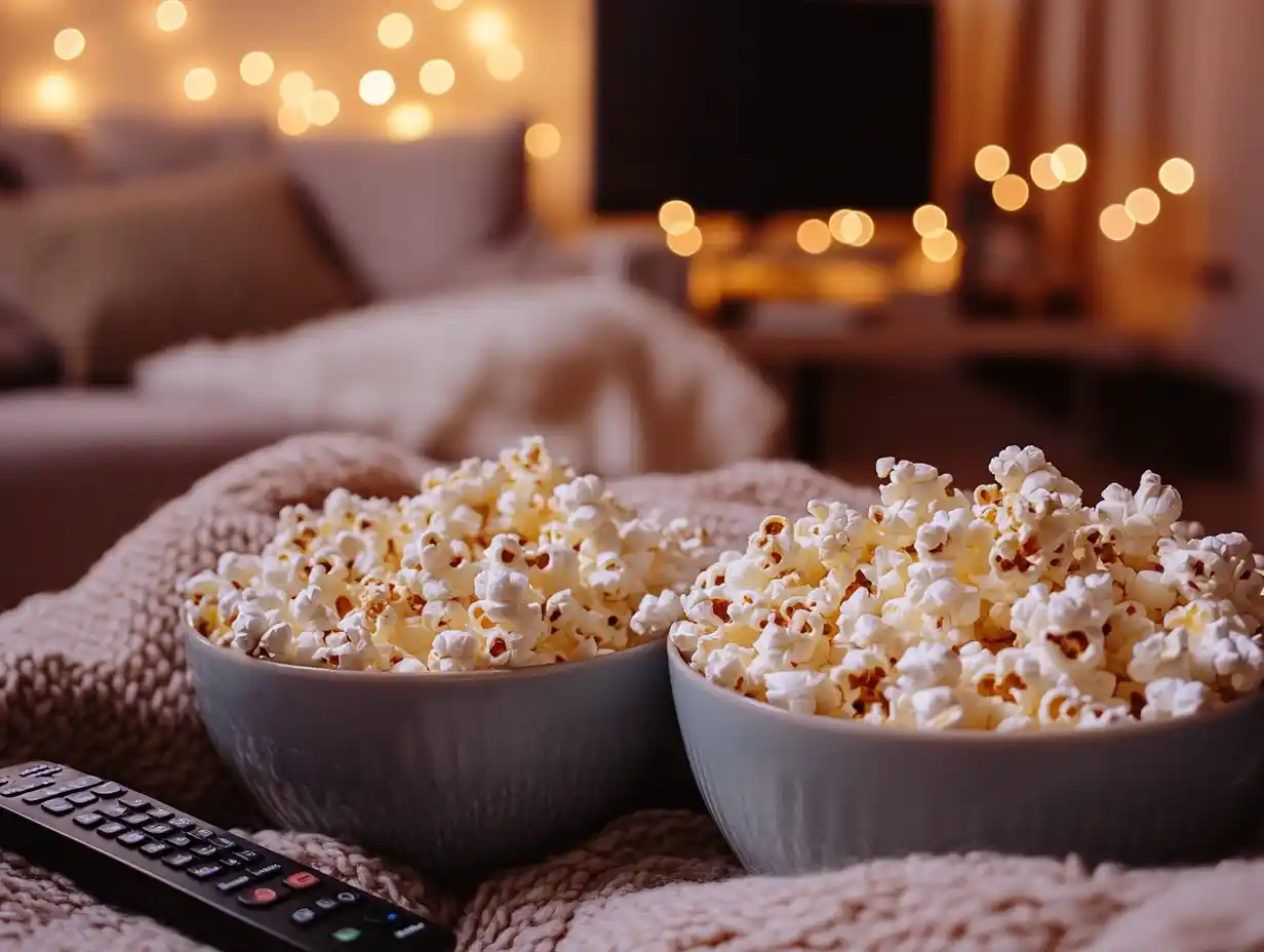 Pickle popcorn served during movie night