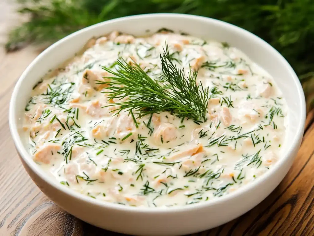 Tuna egg salad mixture in a bowl